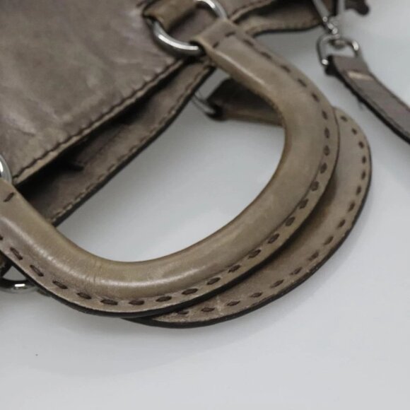 PRADA Hand Bag Leather 2way Gray Silver Auth ar13717 - Picture 8 of 16